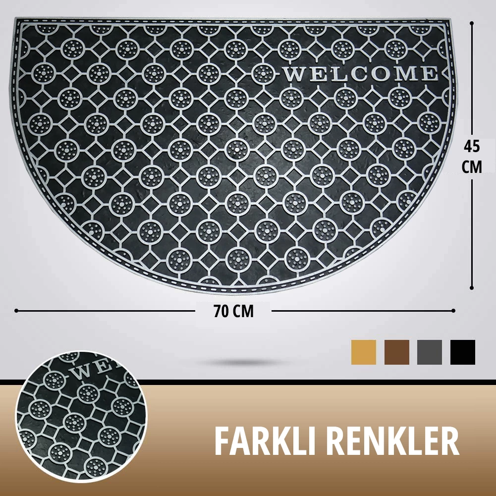 Gri Welcome Yazılı Toz ve Çamur Sıyırıcı Kauçuk Kapı Önü Paspası