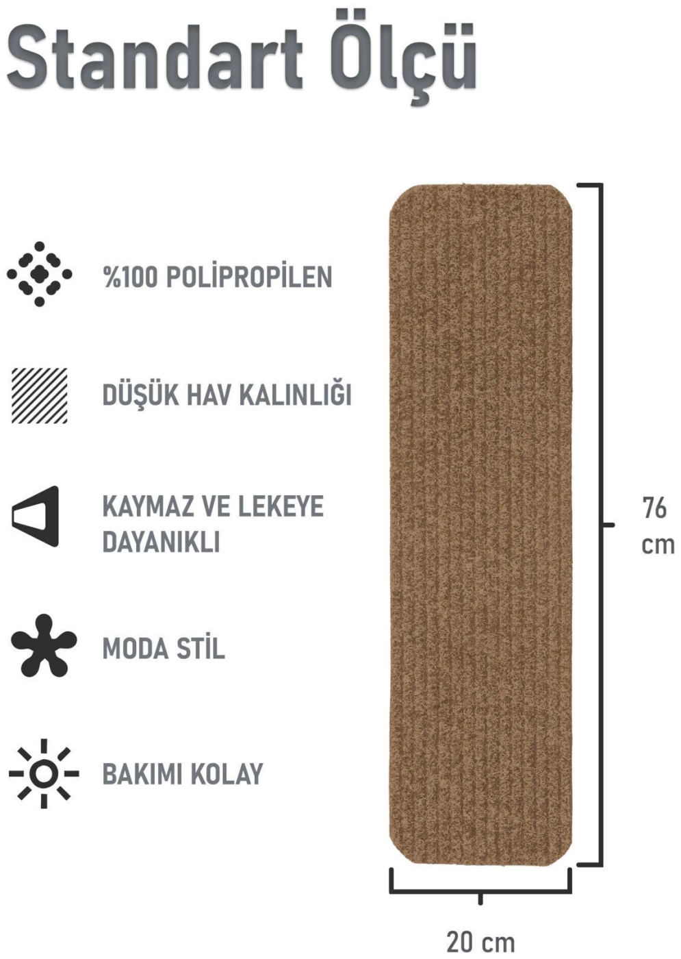 Halıfleks Mega Rip Kaymaz Kauçuk Tabanlı Zemine Tutunan Merdiven Paspası / Adet Olarak Satılır